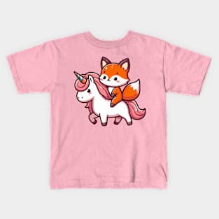 Cute fox ride Unicorn Kids T-Shirt